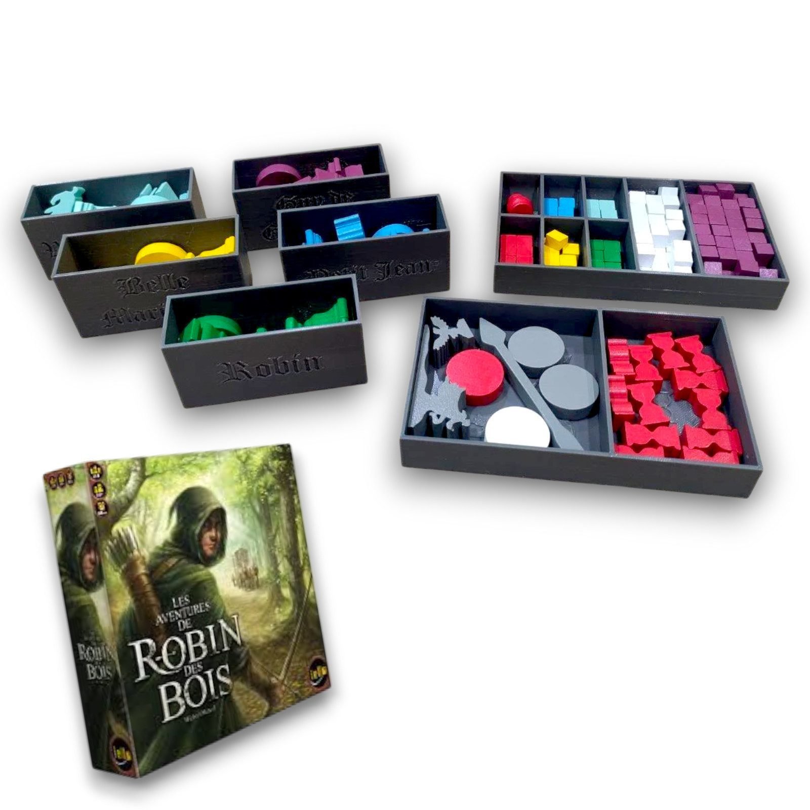 Rangement Robin des Bois insert 3D complet pour pions et tuiles FigAmat