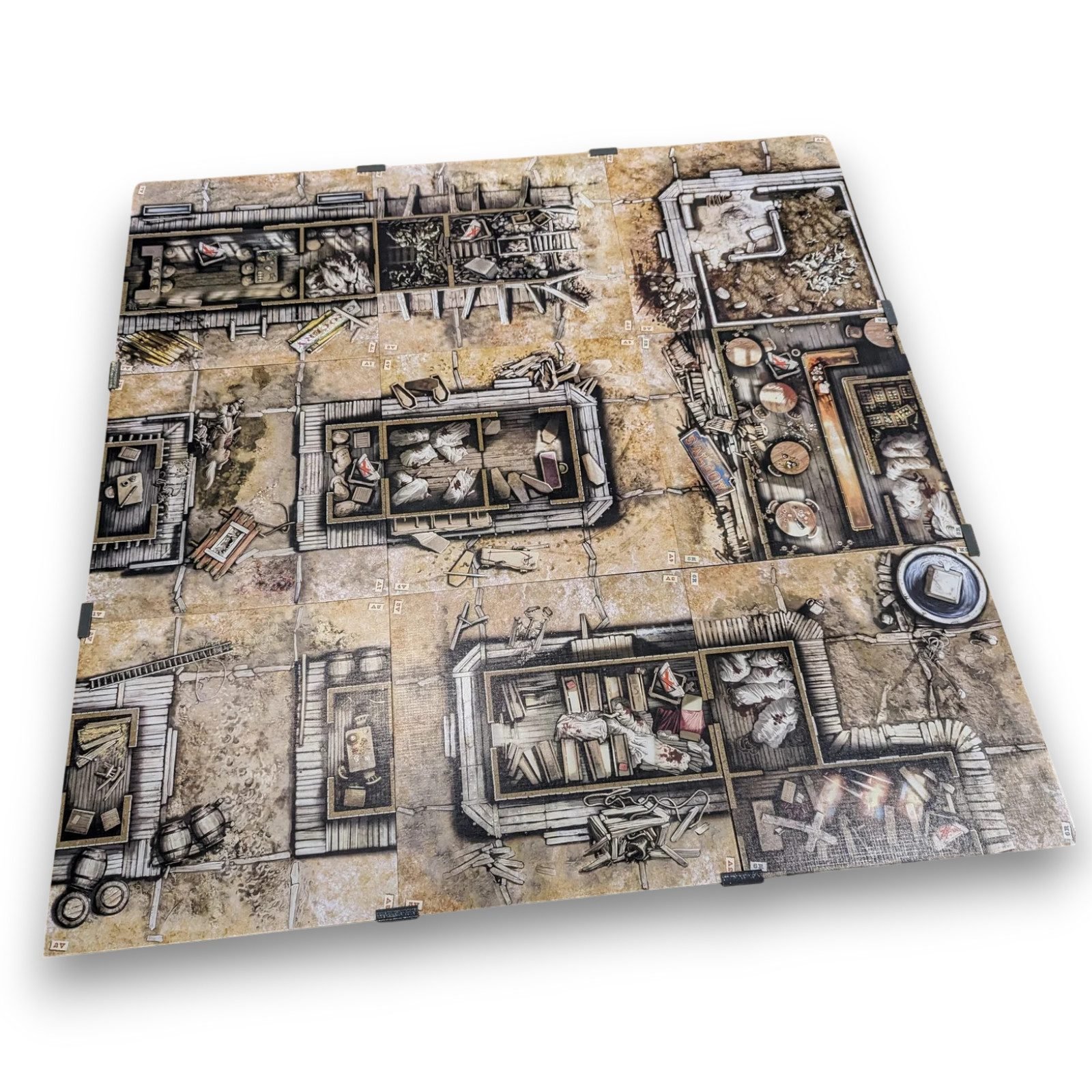 12 Clip de maintien FigAmat pour Zombicide undead or alive. Accessoire imprimé en 3D gris pour stabiliser et solidariser les tuiles du plateau de jeu.