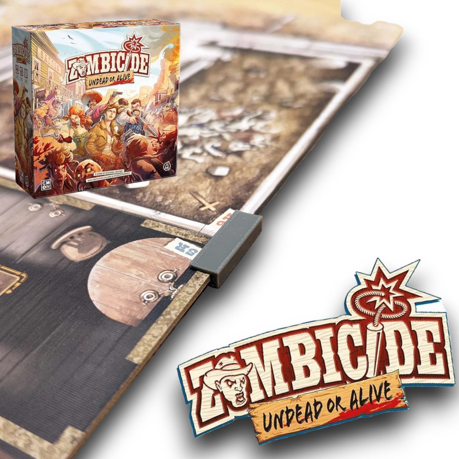 12 Clip de maintien FigAmat pour Zombicide undead or alive. Accessoire imprimé en 3D gris pour stabiliser et solidariser les tuiles du plateau de jeu.