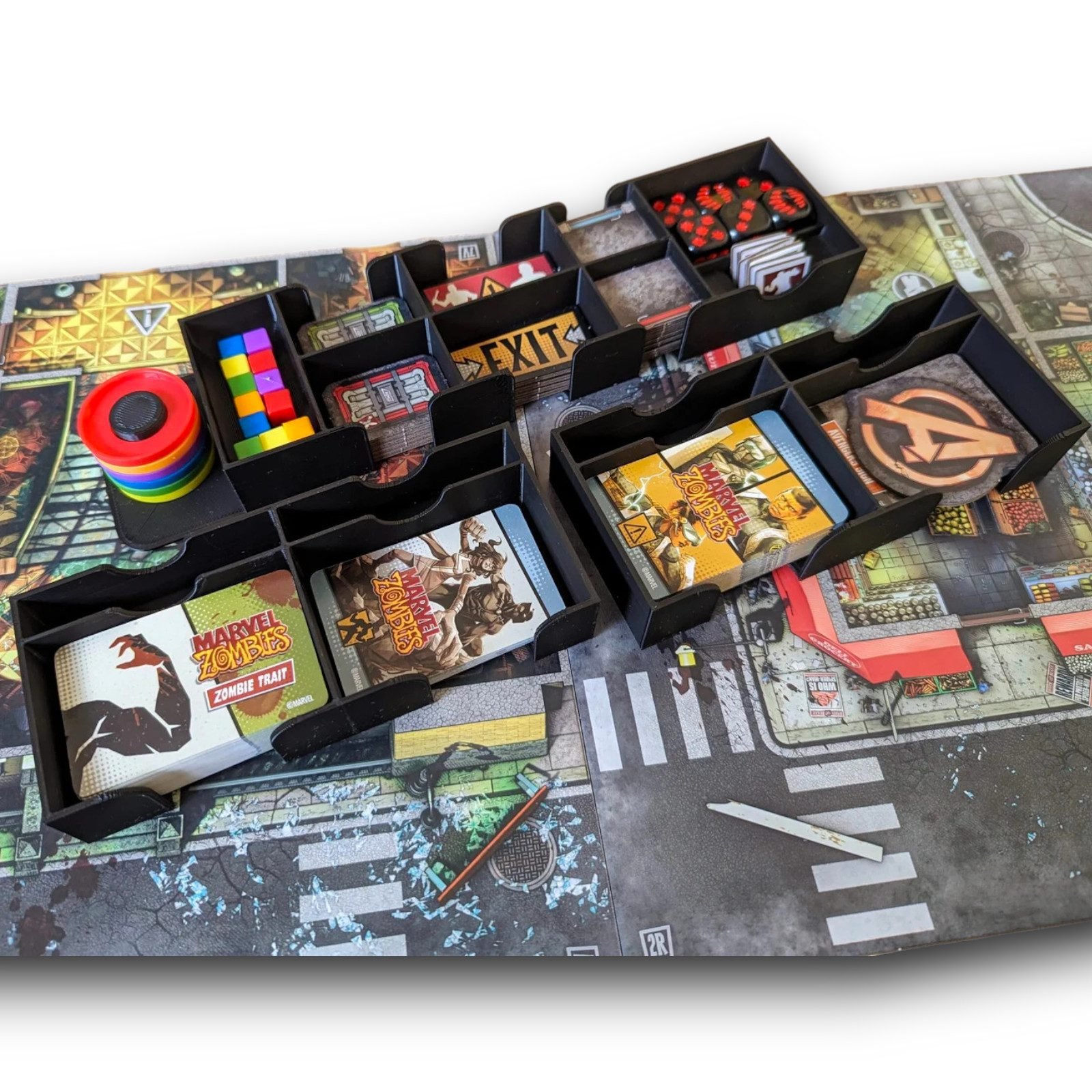 Rangement Marvel Zombies et X-Men Resistance insert 3D pour cartes et jetons FigAmat