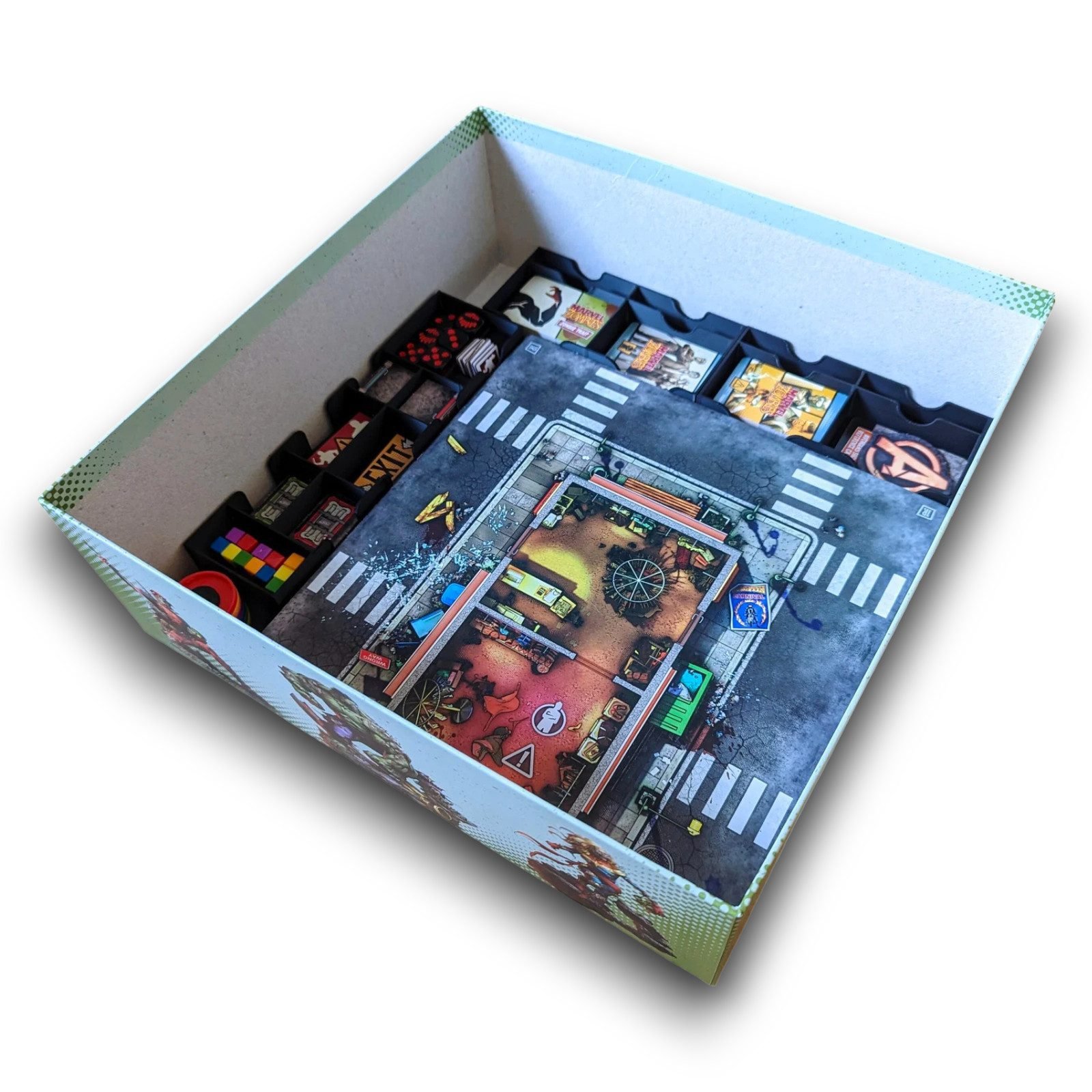 Rangement Marvel Zombies et X-Men Resistance insert 3D pour cartes et jetons FigAmat