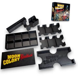 Vue d'ensemble de l'insert de rangement complet en impression 3D pour Moon Colony Bloodbath